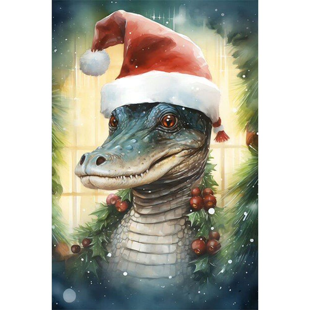 Diamond Painting - Full Round - Christmas crocodile (40*60CM)