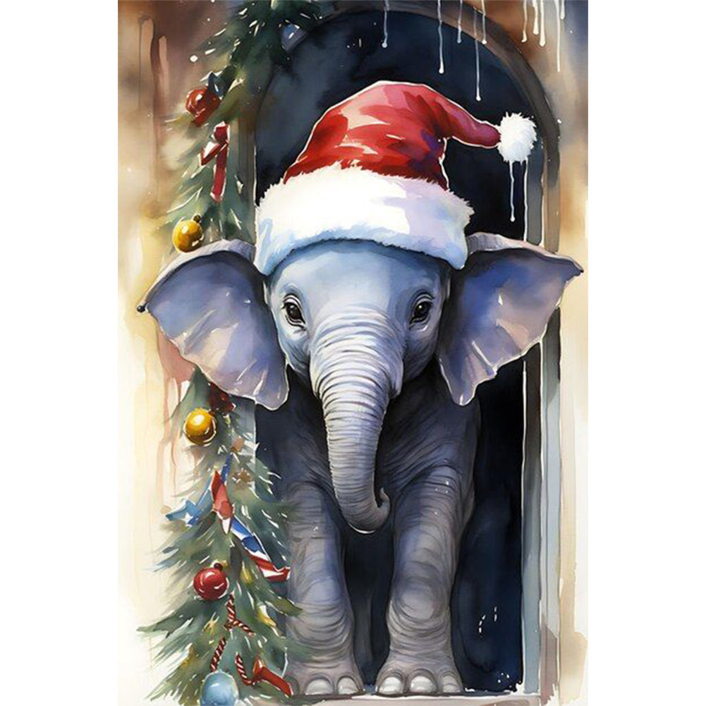 Diamond Painting - Full Round - christmas elephant (40*60CM)