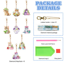 Load image into Gallery viewer, 9PCS Cat Double Sided Diamond Painting Keychain for Beginners Craft Supplies
