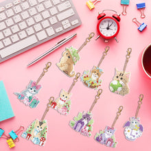 Load image into Gallery viewer, 9PCS Cat Double Sided Diamond Painting Keychain for Beginners Craft Supplies
