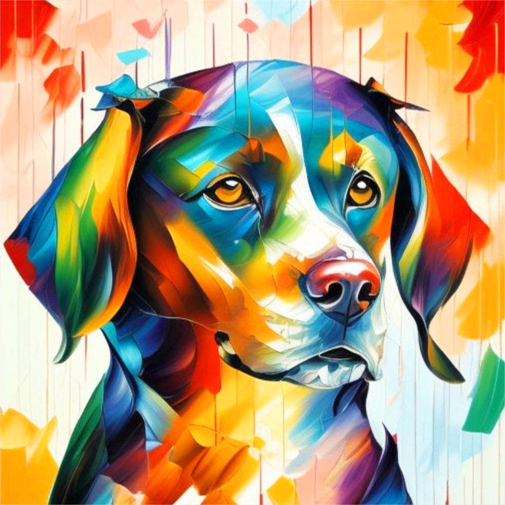 Diamond Painting - Full Round - Cute dog with oil paint elements (30*30CM)