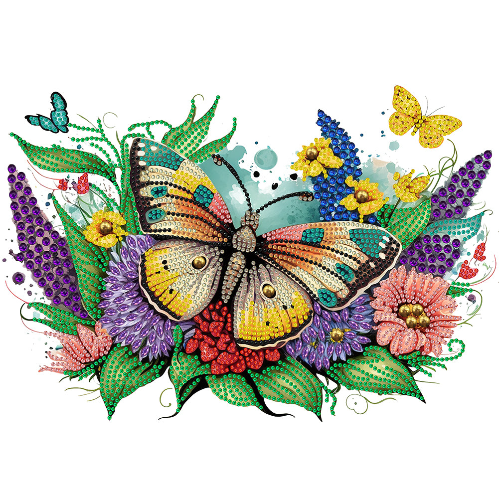 Diamond Painting - Partial Special Shaped - flowers butterflies (40*30CM)