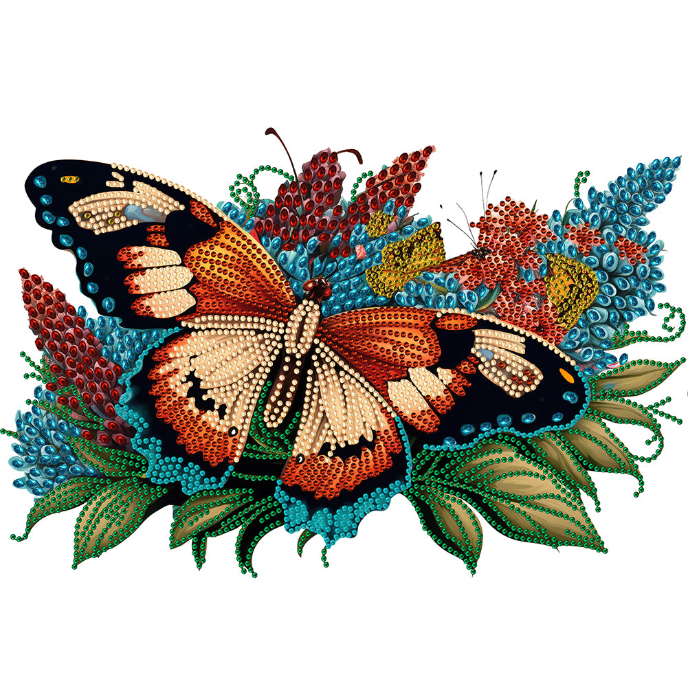 Diamond Painting - Partial Special Shaped - flowers butterflies (40*30CM)