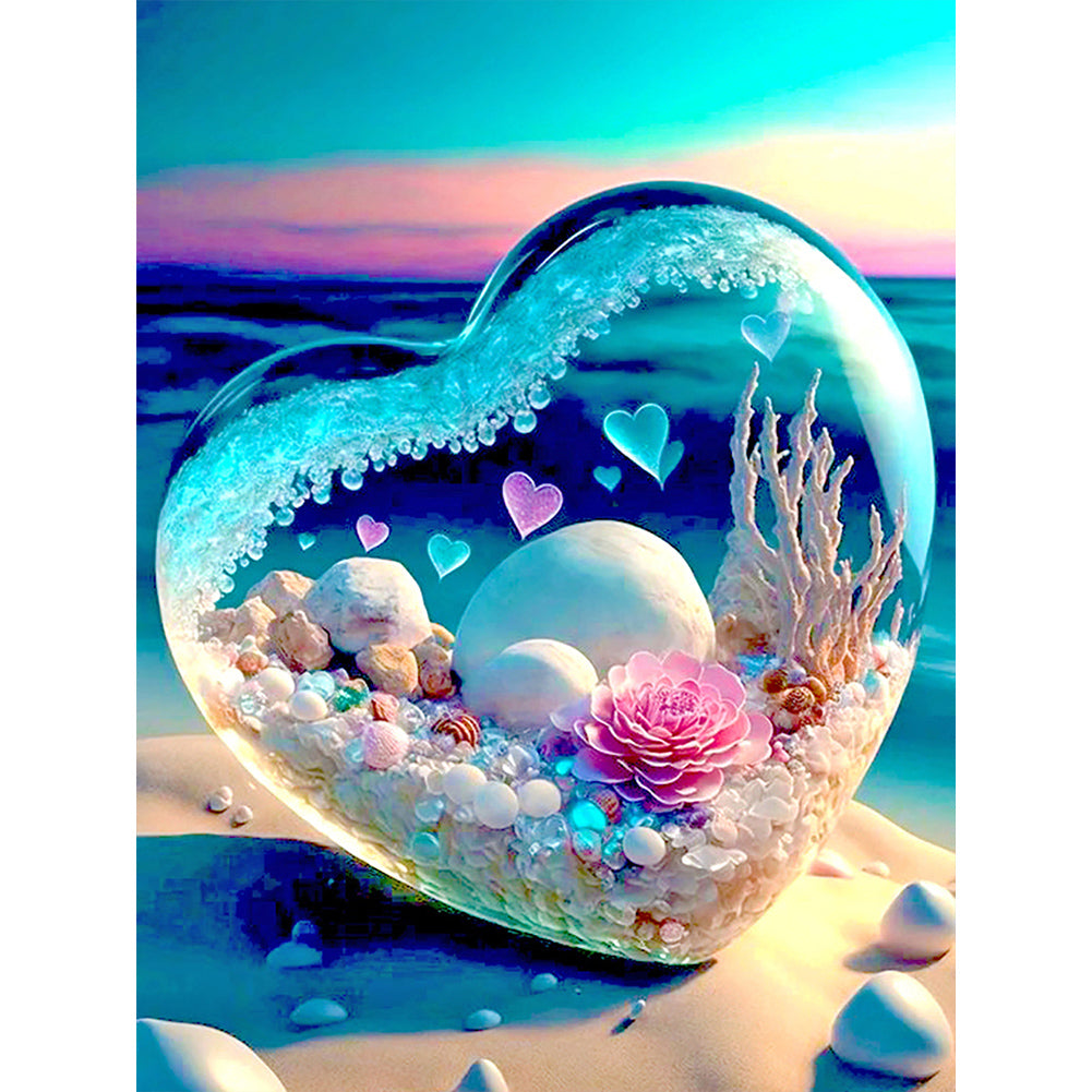 Diamond Painting - Full Round - Dream beach and love crystals and flowers (30*40CM)