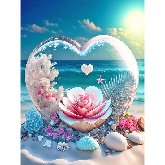 Diamond Painting - Full Round - Dream beach and love crystals and flowers (30*40CM)