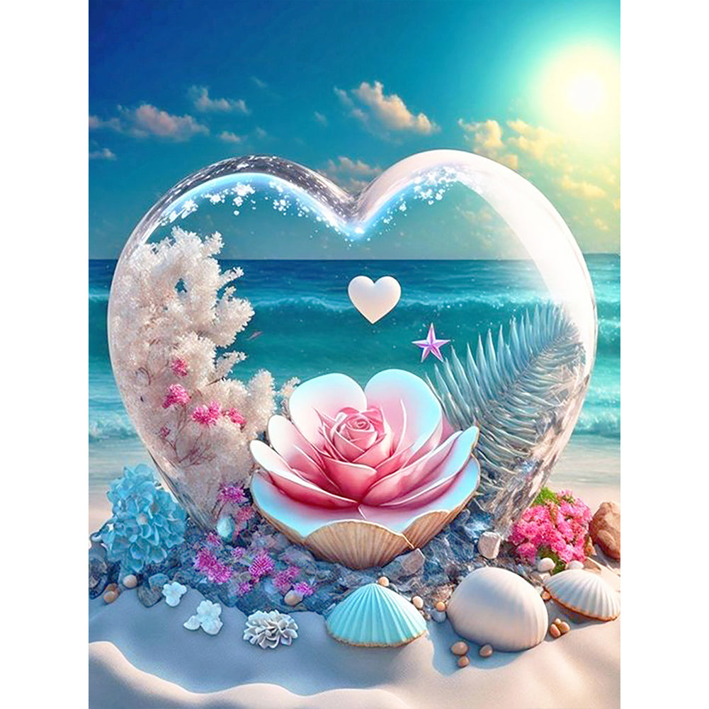 Diamond Painting - Full Round - Dream beach and love crystals and flowers (30*40CM)