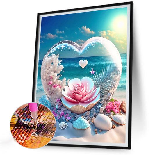 Diamond Painting - Full Round - Dream beach and love crystals and flowers (30*40CM)