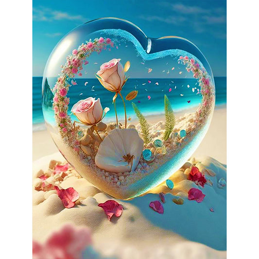 Diamond Painting - Full Round - Dream beach and love crystals and flowers (30*40CM)