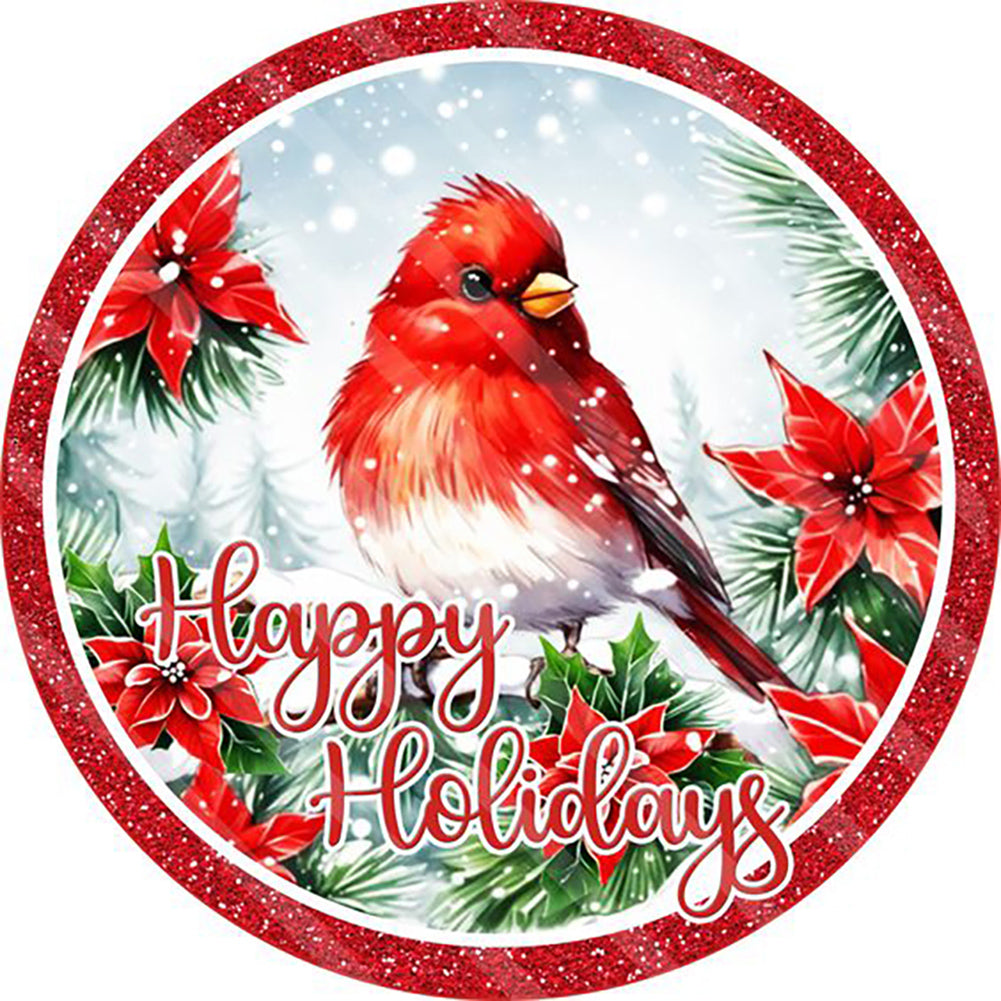 Diamond Painting - Full Round - Merry Christmas little red bird (30*30CM)