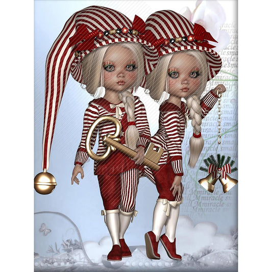 Diamond Painting - Full Round - Twin big-eyed dolls (30*40CM)