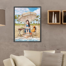 Load image into Gallery viewer, Diamond Painting - Full Round - girl relaxing on the beach (30*40CM)

