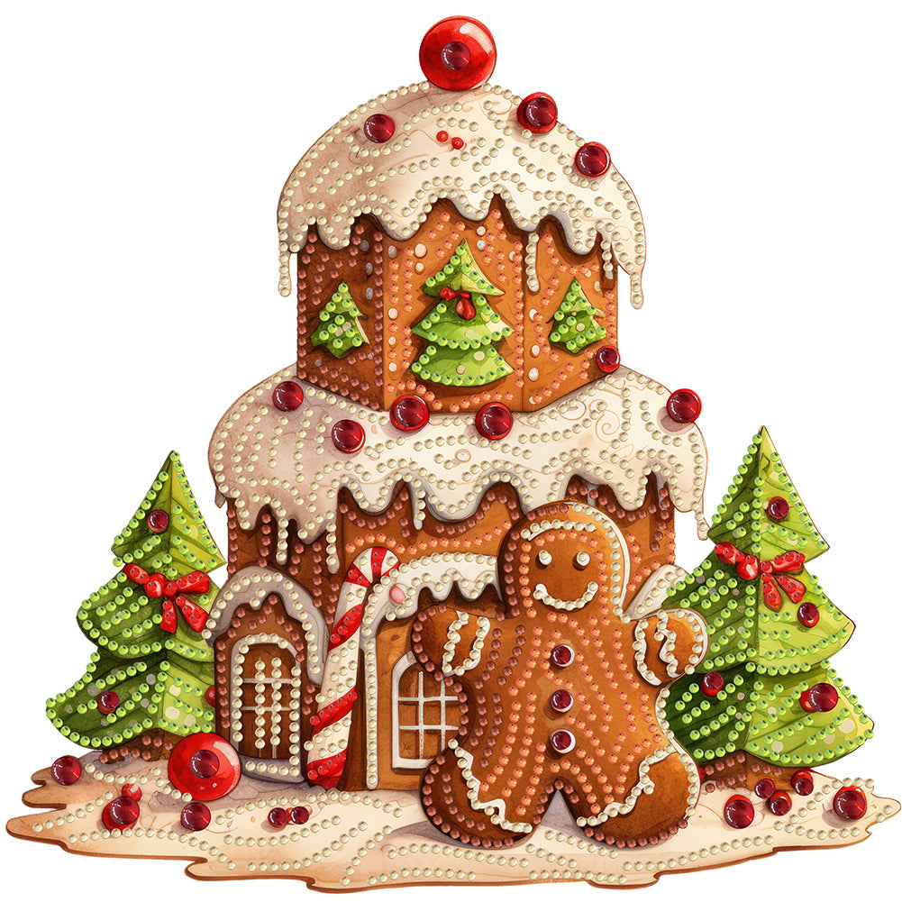 Diamond Painting - Partial Special Shaped - Christmas gingerbread cookie house (30*30CM)