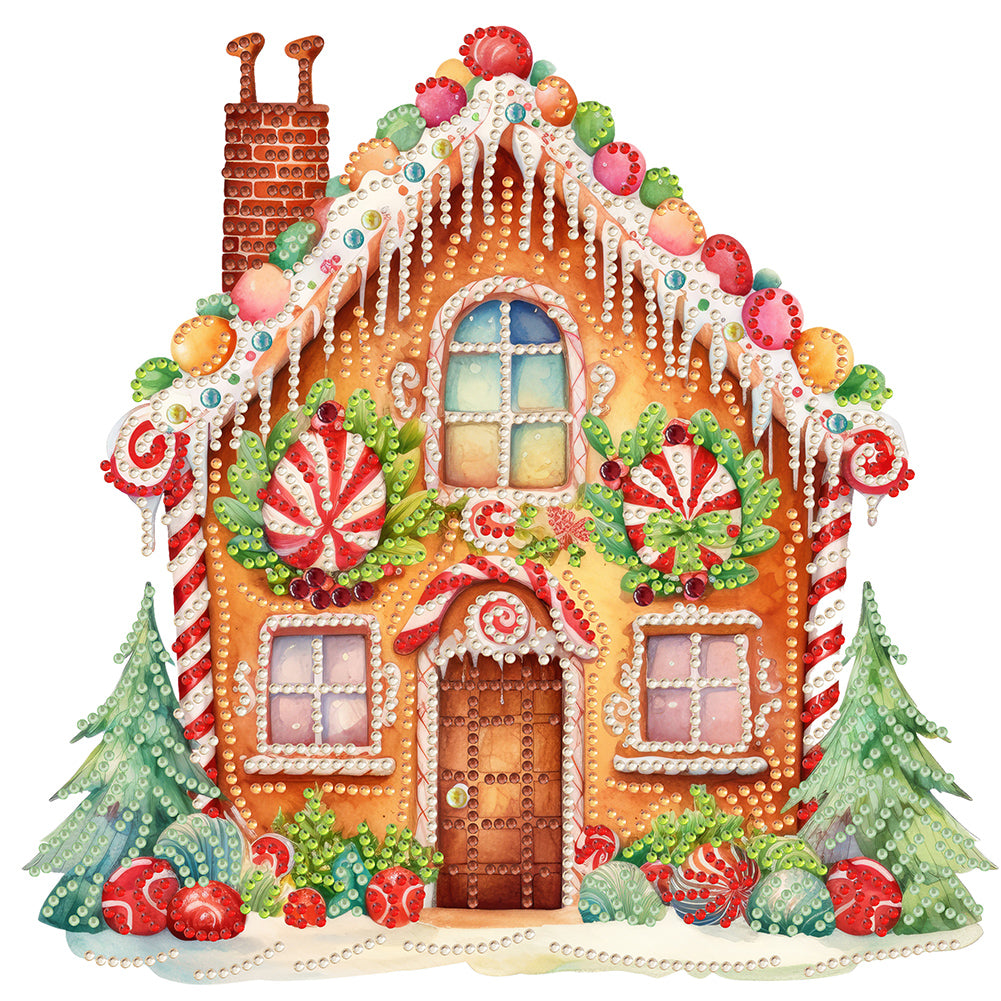 Diamond Painting - Partial Special Shaped - Christmas gingerbread cookie house (30*30CM)