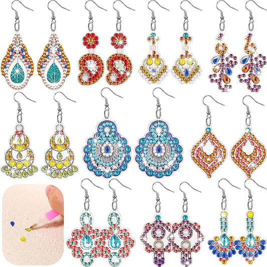 10PCS Autumn Dangle Drop Diamond Art Earring Kit for Women Girl Jewelry Crafting