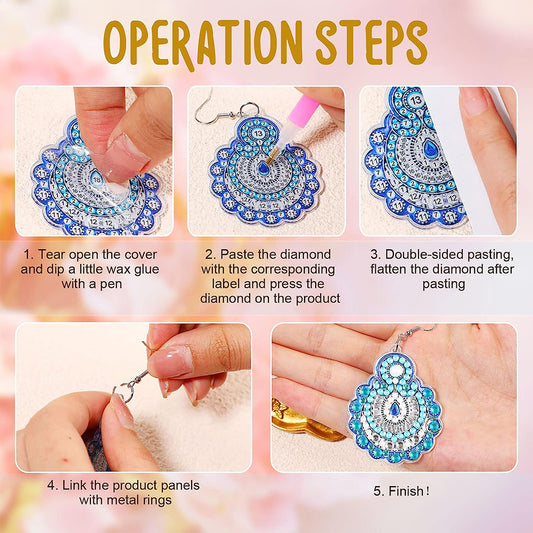 10PCS Autumn Dangle Drop Diamond Art Earring Kit for Women Girl Jewelry Crafting