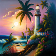 Load image into Gallery viewer, Diamond Painting - Full Round - seaside lighthouse (30*30CM)
