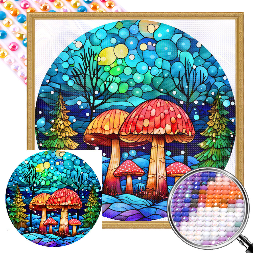 AB Diamond Painting - Full Round - Glass Art Fantasy Mushroom Painting (40*40CM)