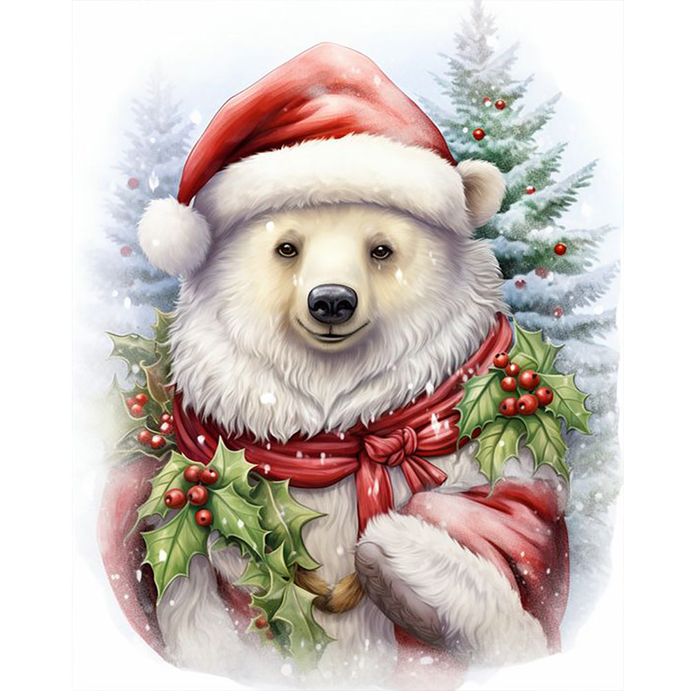 Diamond Painting - Full Round - Christmas white bear (40*50CM)