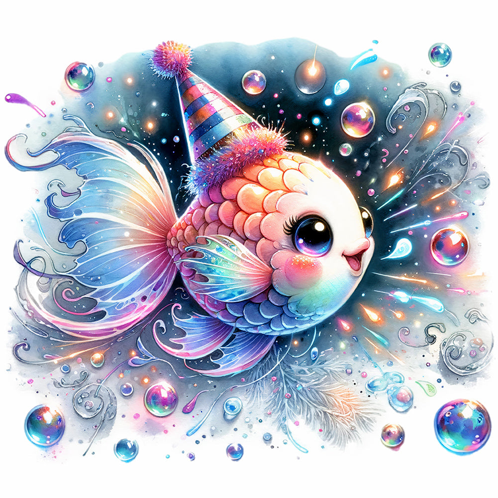 Diamond Painting - Full Round - shiny animal goldfish (30*30CM)