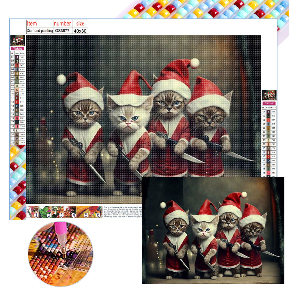 Diamond Painting - Full Square - Christmas cat (40*30CM)