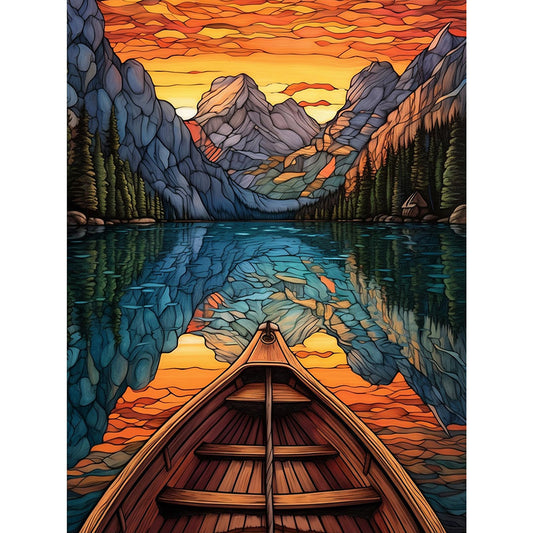 Diamond Painting - Full Round - boat flowing water (30*40CM)