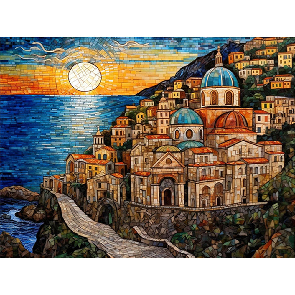 Diamond Painting - Full Round - coastal town (40*30CM)