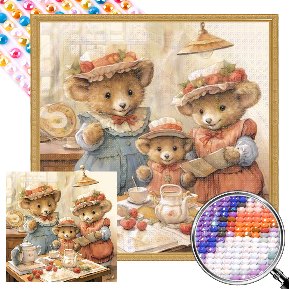 AB Diamond Painting - Full Round - bear family (30*30CM)