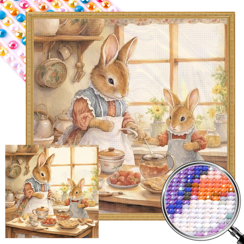 AB Diamond Painting - Full Round - Bunny¡¯s warm family time (30*30CM)