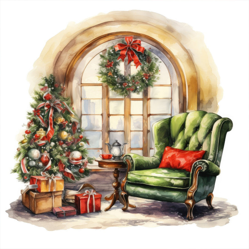 Diamond Painting - Full Round - Christmas atmosphere cabin (30*30CM)