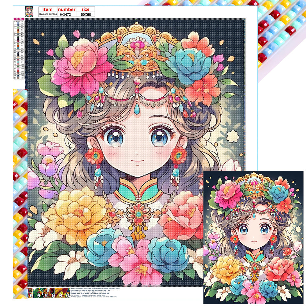 Diamond Painting - Full Square - girl and flower (50*60CM)