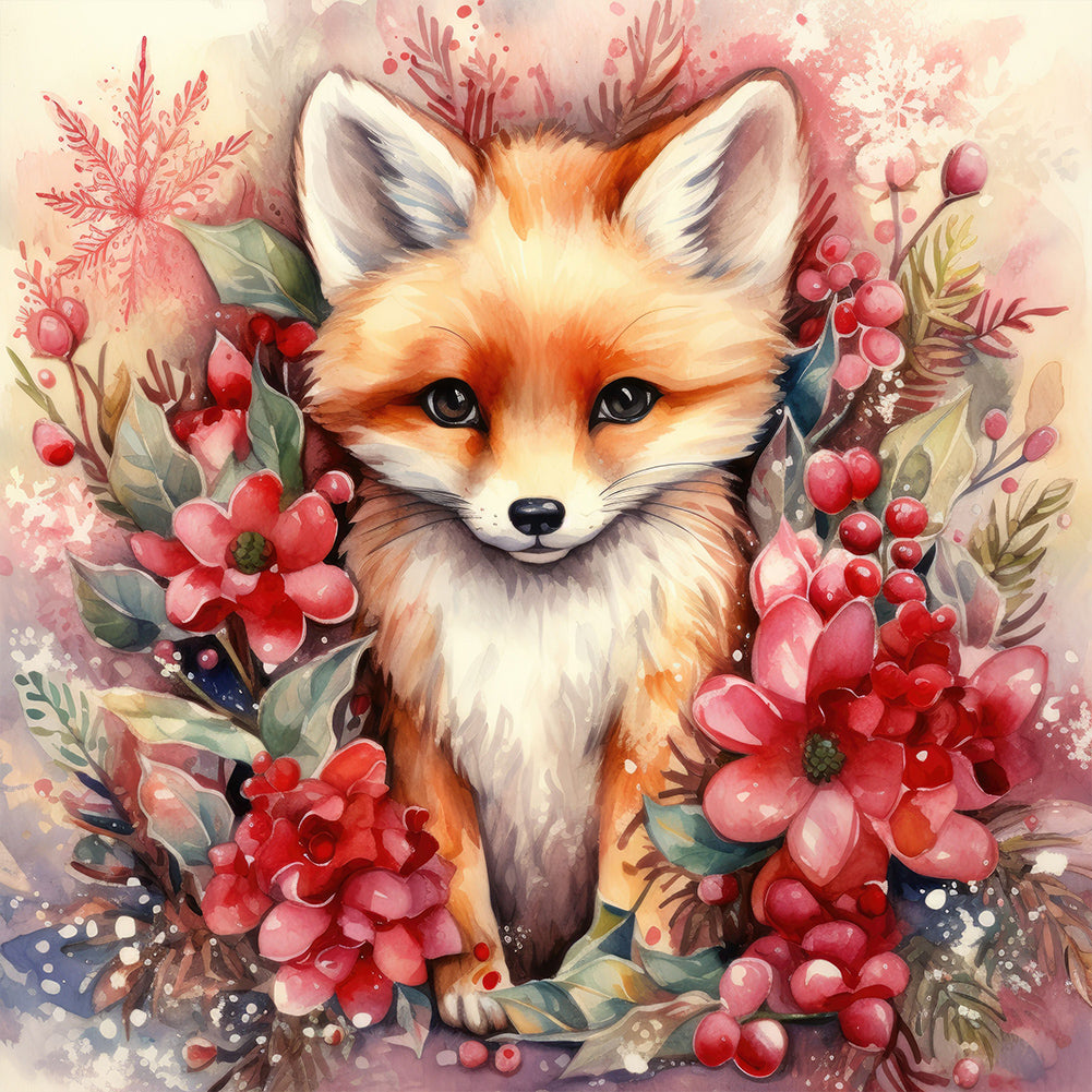 Diamond Painting - Full Round - Christmas winter fox (30*30CM)