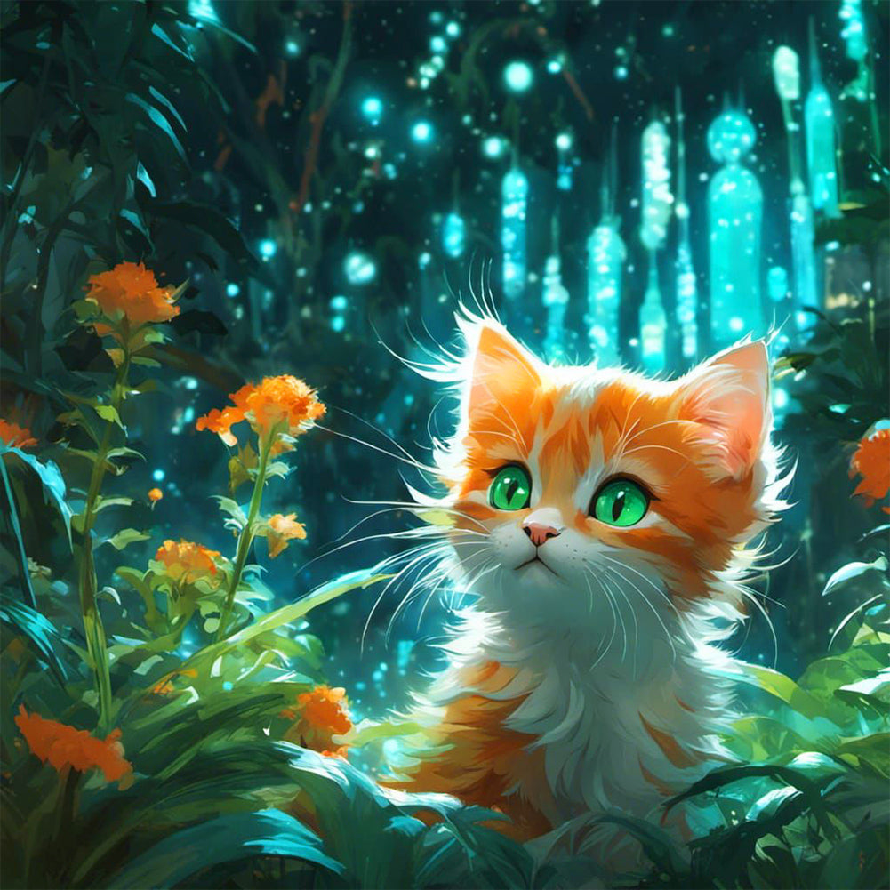 Diamond Painting - Full Round - forest kitten (30*30CM)