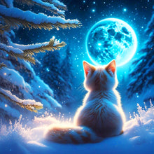 Load image into Gallery viewer, Diamond Painting - Full Round - Kitten under the moon (30*30CM)
