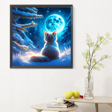 Load image into Gallery viewer, Diamond Painting - Full Round - Kitten under the moon (30*30CM)
