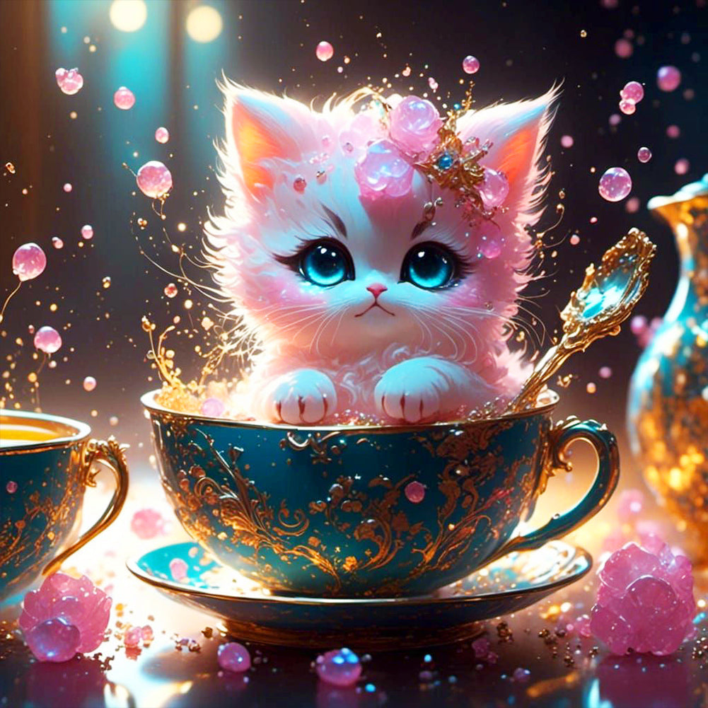 Diamond Painting - Full Round - teacup kitten (30*30CM)