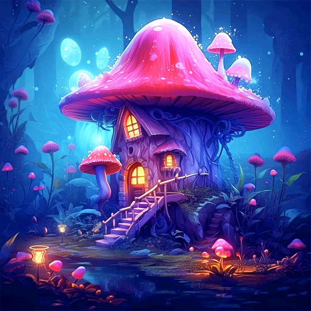 Diamond Painting - Full Round - Purple Mushroom Hut (30*30CM)