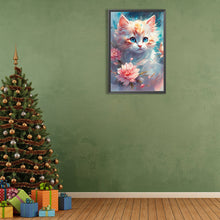 Load image into Gallery viewer, Diamond Painting - Full Round - Kitten under flying flowers (40*60CM)
