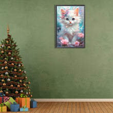 Load image into Gallery viewer, Diamond Painting - Full Round - kitten standing on flower branch (40*60CM)
