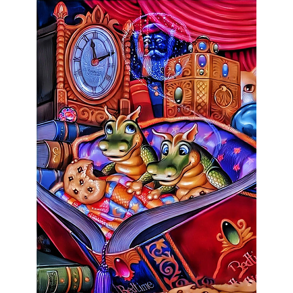 Diamond Painting - Full Round - bedtime story little dinosaurs (30*40CM)