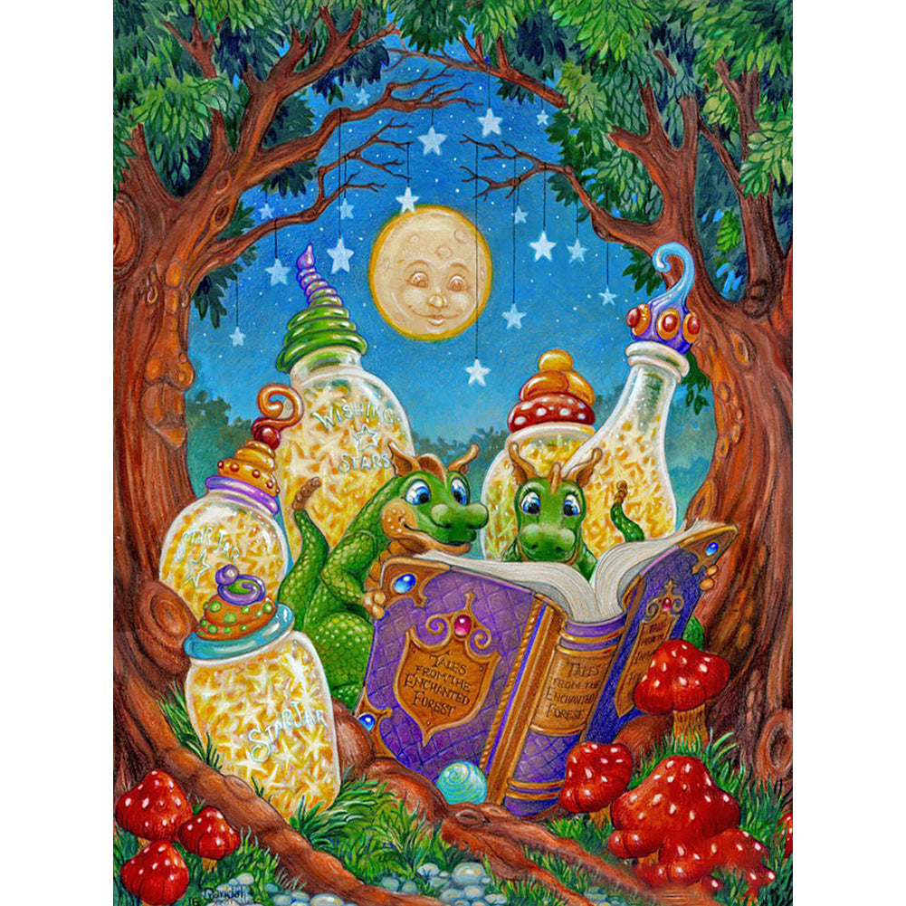 Diamond Painting - Full Round - bedtime story little dinosaurs (30*40CM)