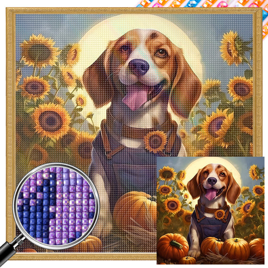 AB Diamond Painting - Full Square - Flowers and puppies (30*30CM)