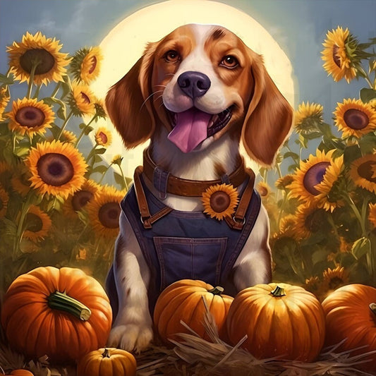 AB Diamond Painting - Full Square - Flowers and puppies (30*30CM)