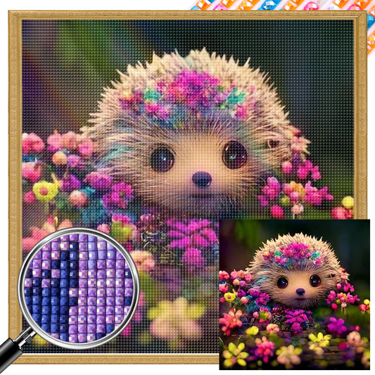 AB Diamond Painting - Full Square - Flowers and hedgehogs (30*30CM)