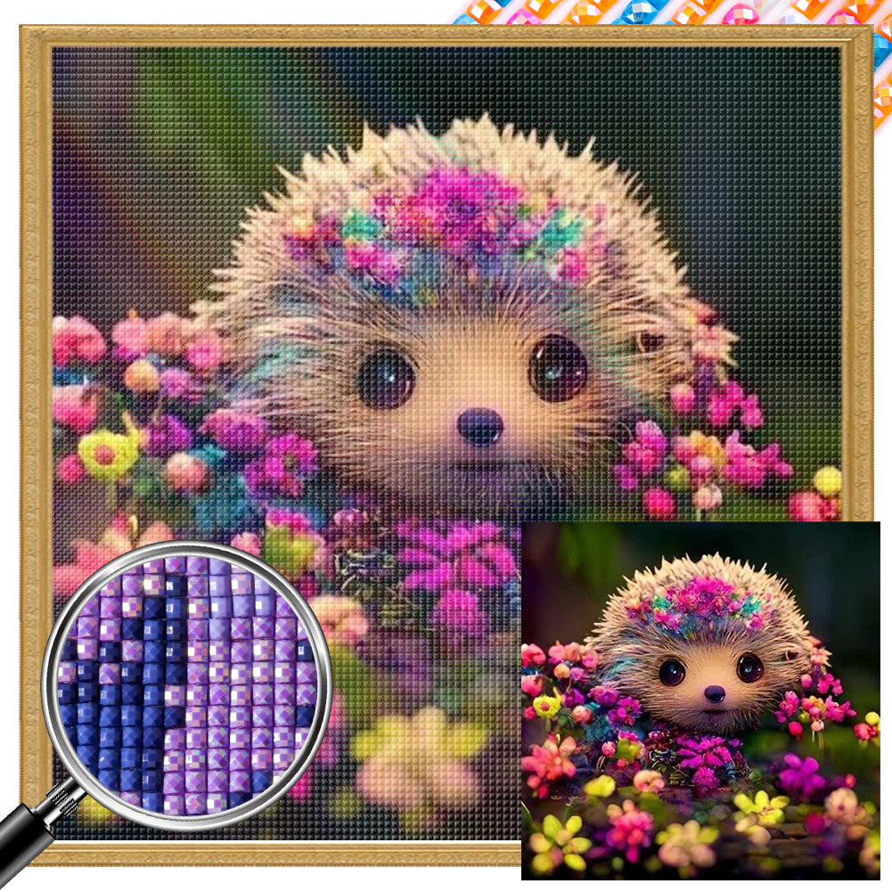 AB Diamond Painting - Full Square - Flowers and hedgehogs (30*30CM)