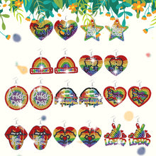 Load image into Gallery viewer, 10 Pairs Double Sided Diamond Painting DIY Earring Making Kit (Rainbow)
