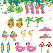 Load image into Gallery viewer, 10 Pairs Double Sided Diamond Painting Earring Making Kit (Pineapple Holidays)
