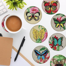 Load image into Gallery viewer, 8PCS Acrylic Diamond Painting Coasters Kits with Holder for Adults(Butterfly #1)
