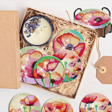 Load image into Gallery viewer, 8PCS Acrylic Diamond Painting Coasters Kits with Holder for Beginner (Red Rose)
