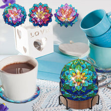 Load image into Gallery viewer, 8PCS Acrylic Diamond Painting Coasters Kits with Holder (Crystal Lotus)
