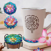 Load image into Gallery viewer, 8PCS Acrylic Diamond Painting Coasters Kits with Holder (Crystal Lotus)

